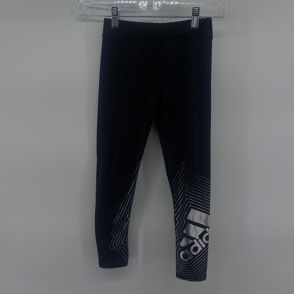 adidas Kids Black‎ Leggings with White Logo